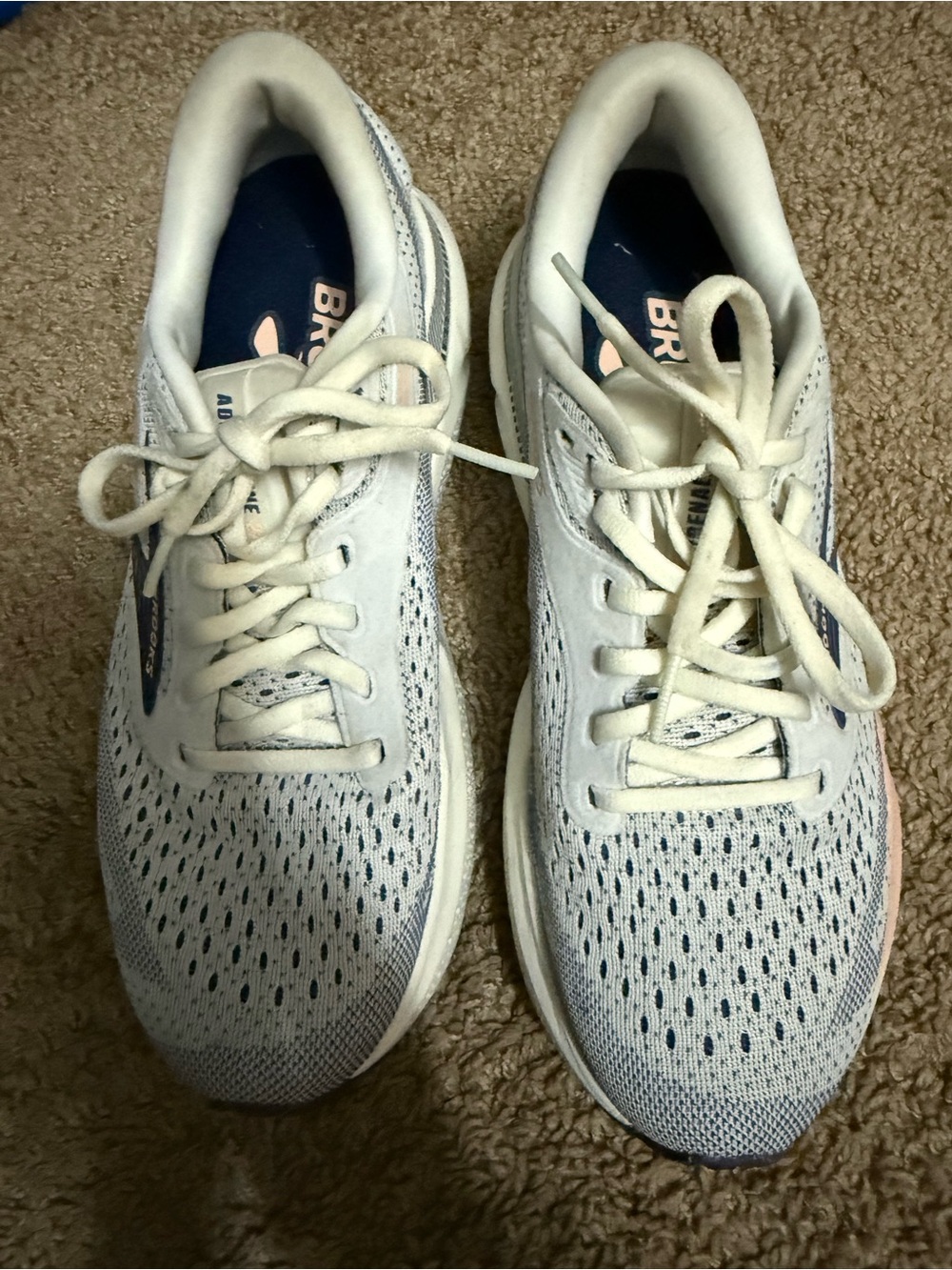 Brooks Adrenaline Women’s White and Navy Athletic Running Shoes